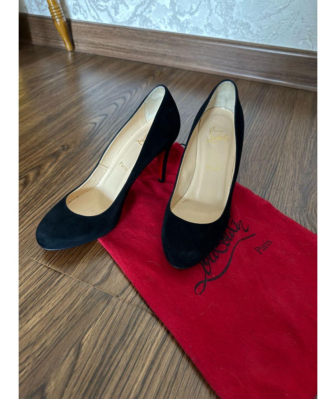 CHRISTIAN LOUBOUTIN Черные замшевые туфли, фото 7