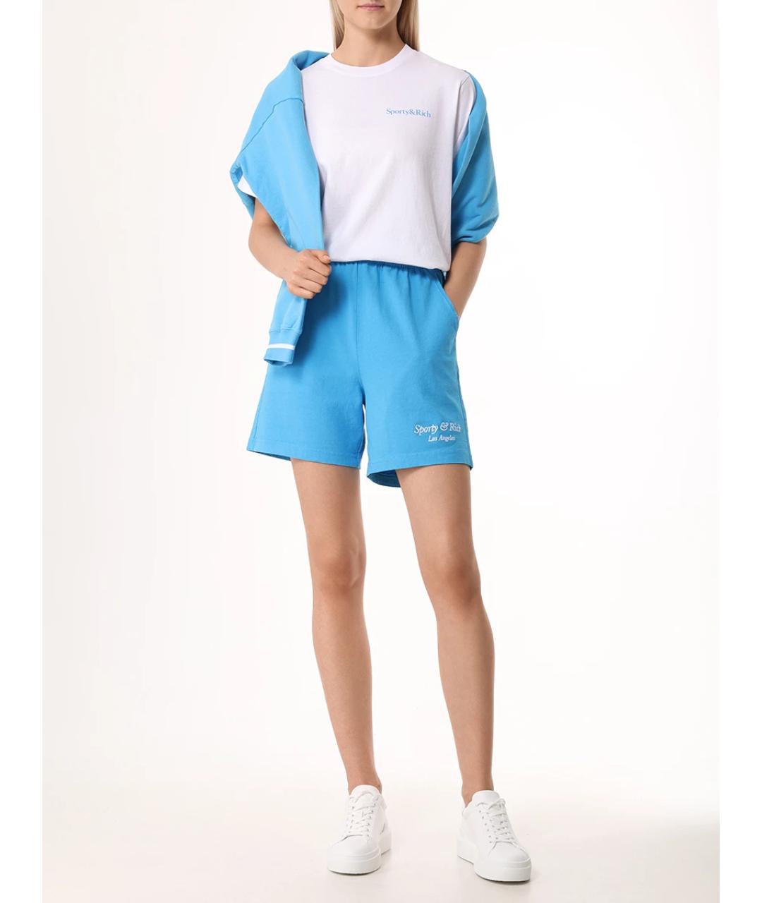 SPORTY AND RICH Синие хлопковые шорты, фото 3