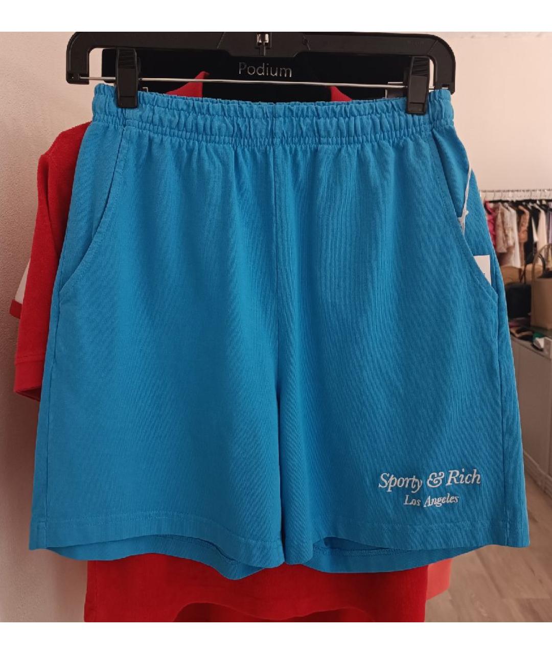 SPORTY AND RICH Синие хлопковые шорты, фото 4