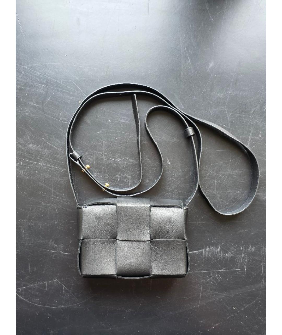 BOTTEGA VENETA Черная кожаная сумка через плечо, фото 3