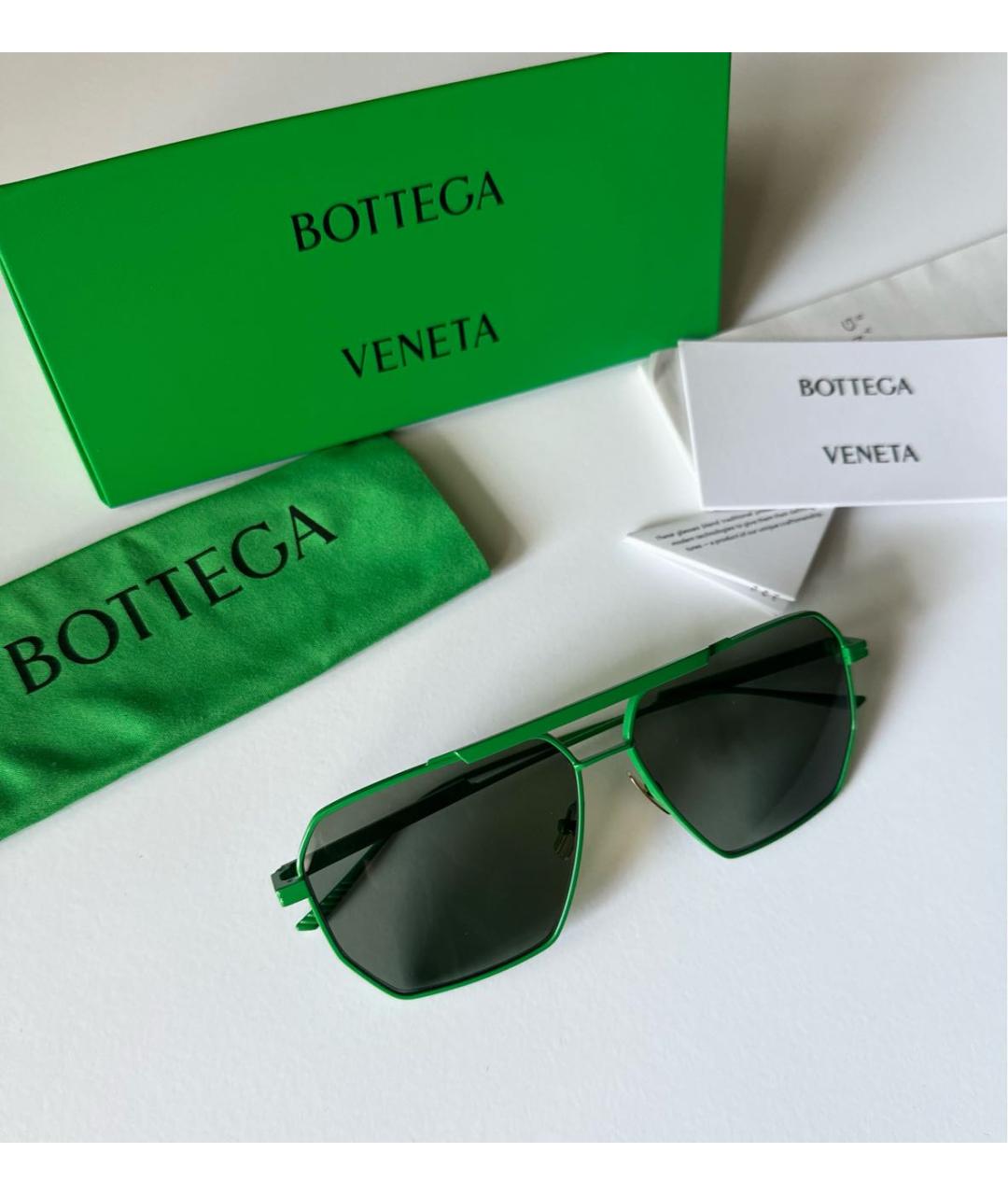 BOTTEGA VENETA Зеленые металлические солнцезащитные очки, фото 7