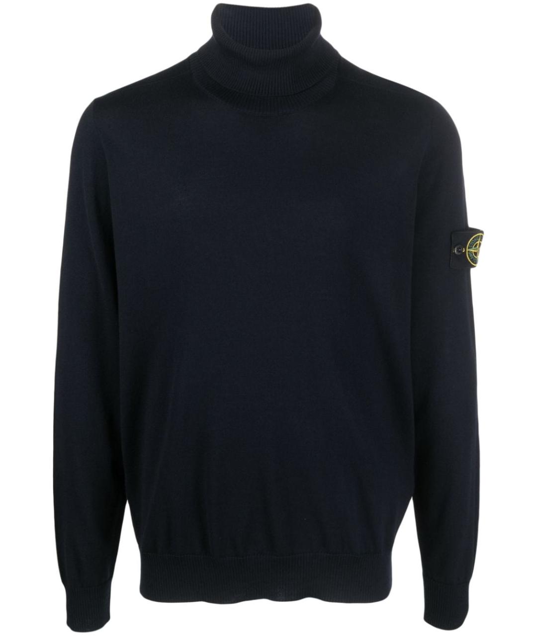STONE ISLAND Темно-синяя шерстяная водолазка, фото 1