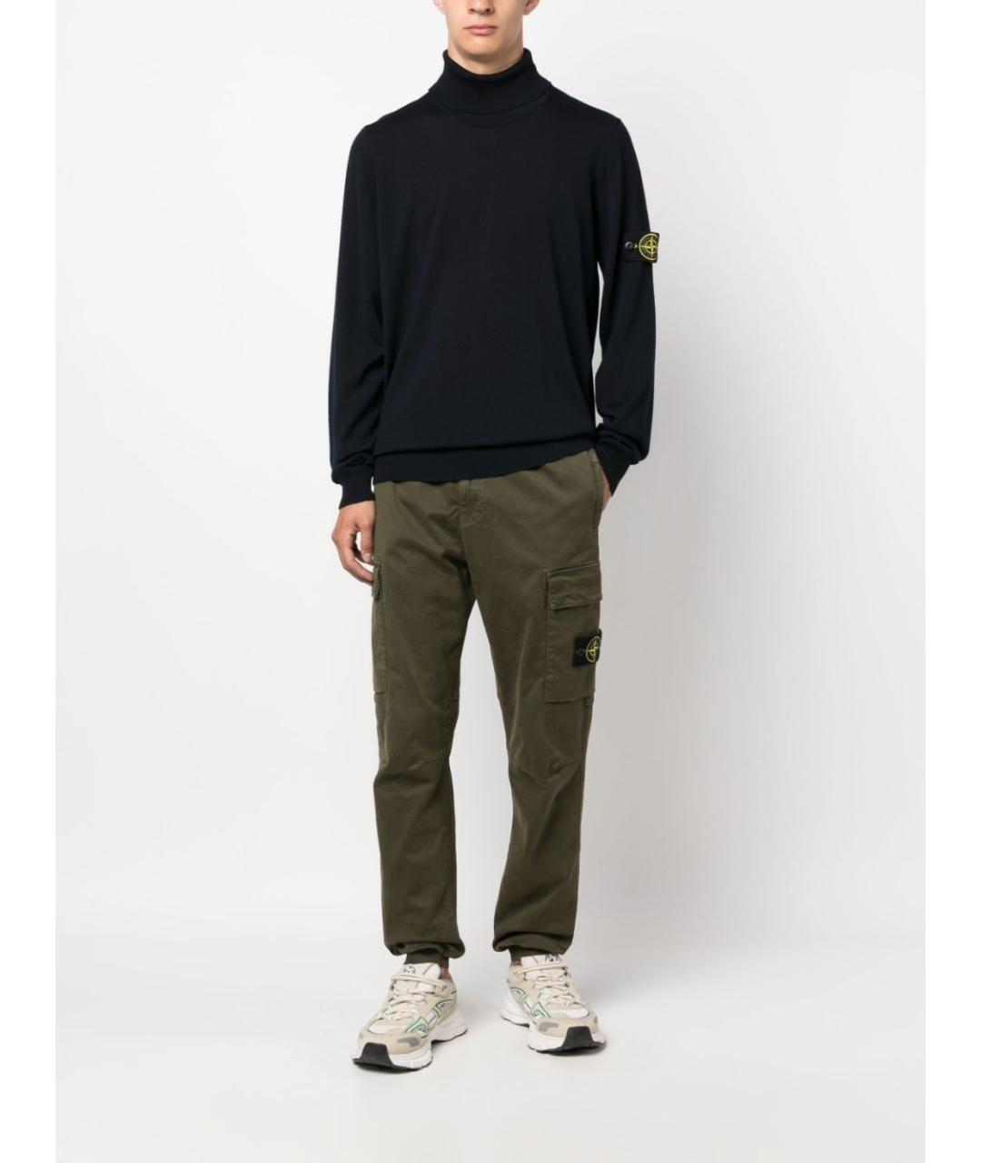 STONE ISLAND Темно-синяя шерстяная водолазка, фото 3