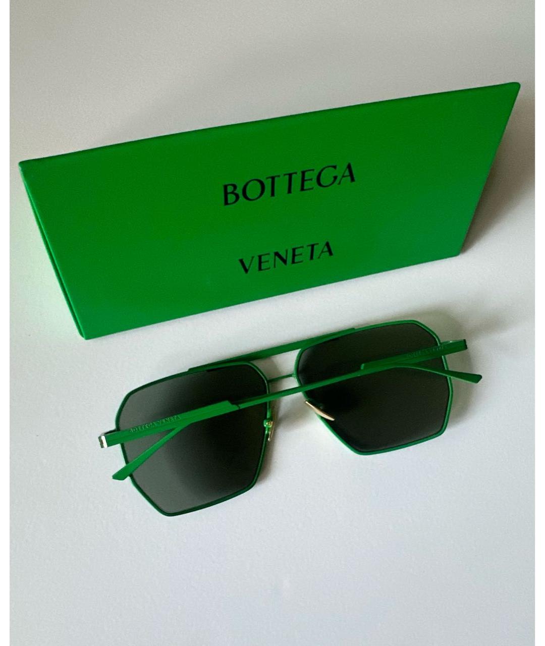 BOTTEGA VENETA Зеленые металлические солнцезащитные очки, фото 6