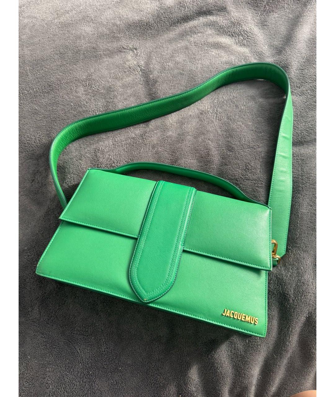 JACQUEMUS Зеленая кожаная сумка через плечо, фото 3
