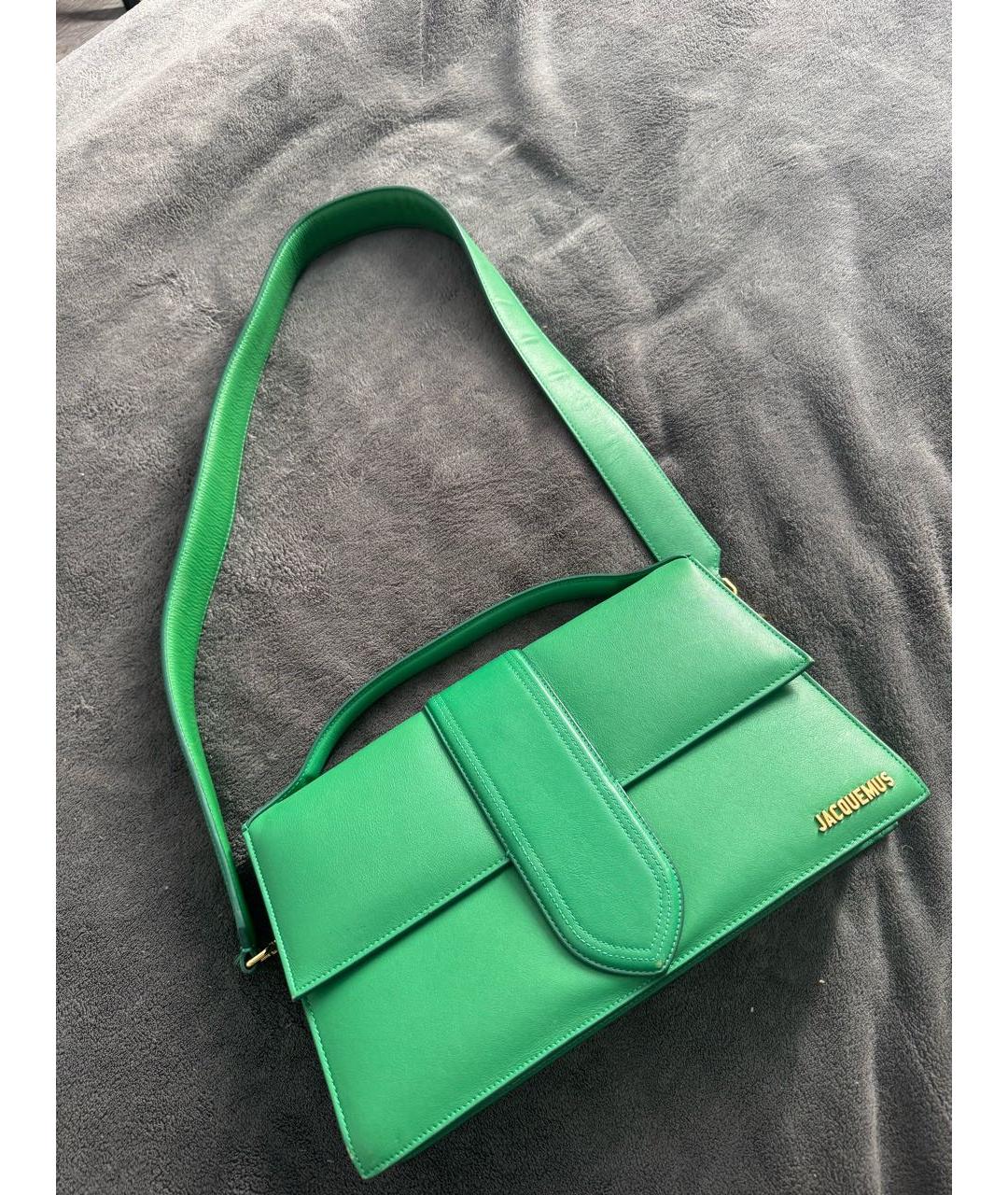 JACQUEMUS Зеленая кожаная сумка через плечо, фото 2