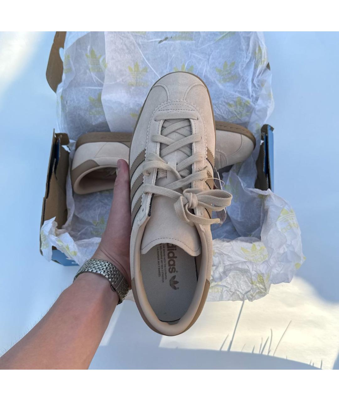 ADIDAS Бежевые замшевые низкие кроссовки / кеды, фото 5