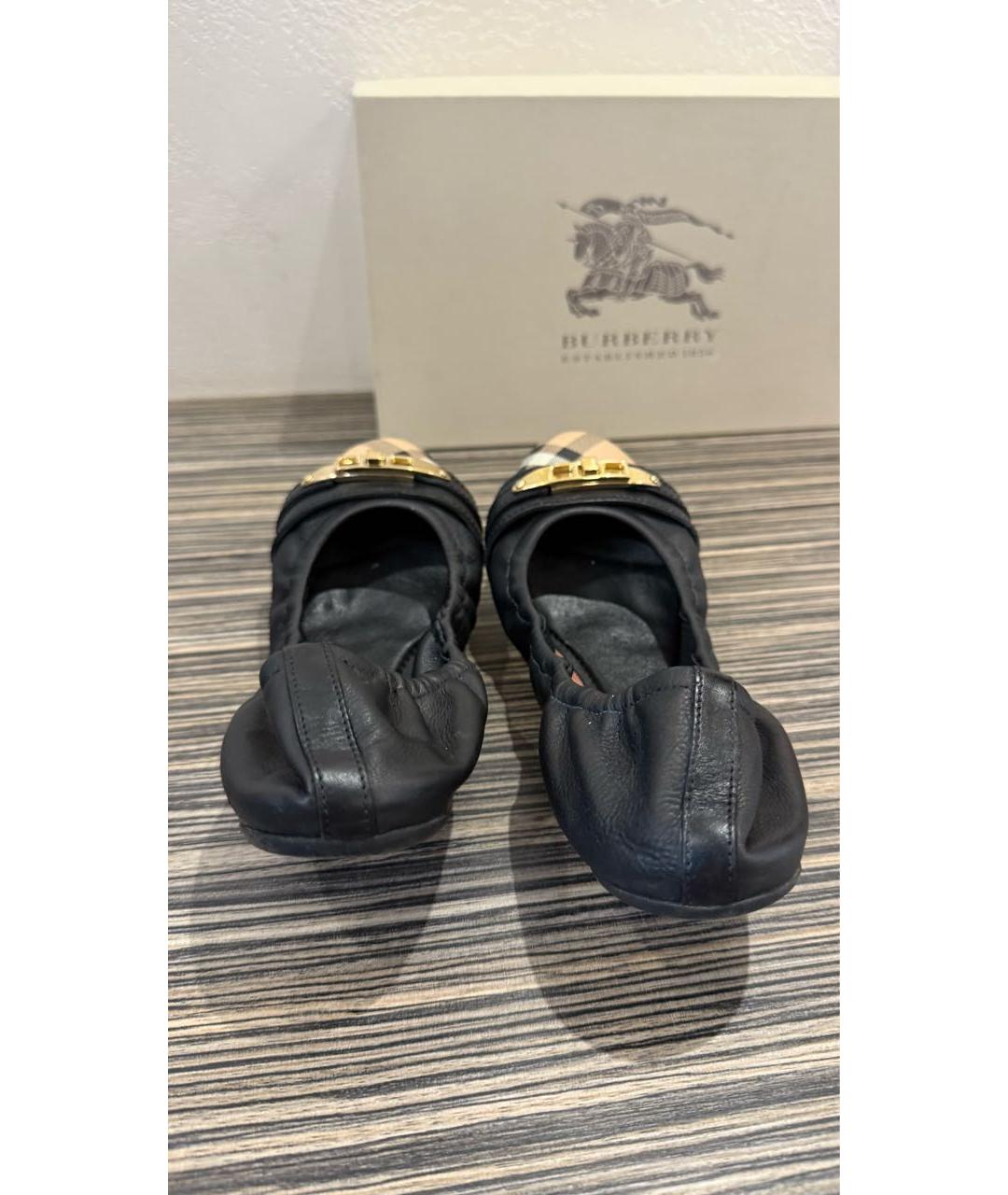 BURBERRY Черные кожаные балетки, фото 3