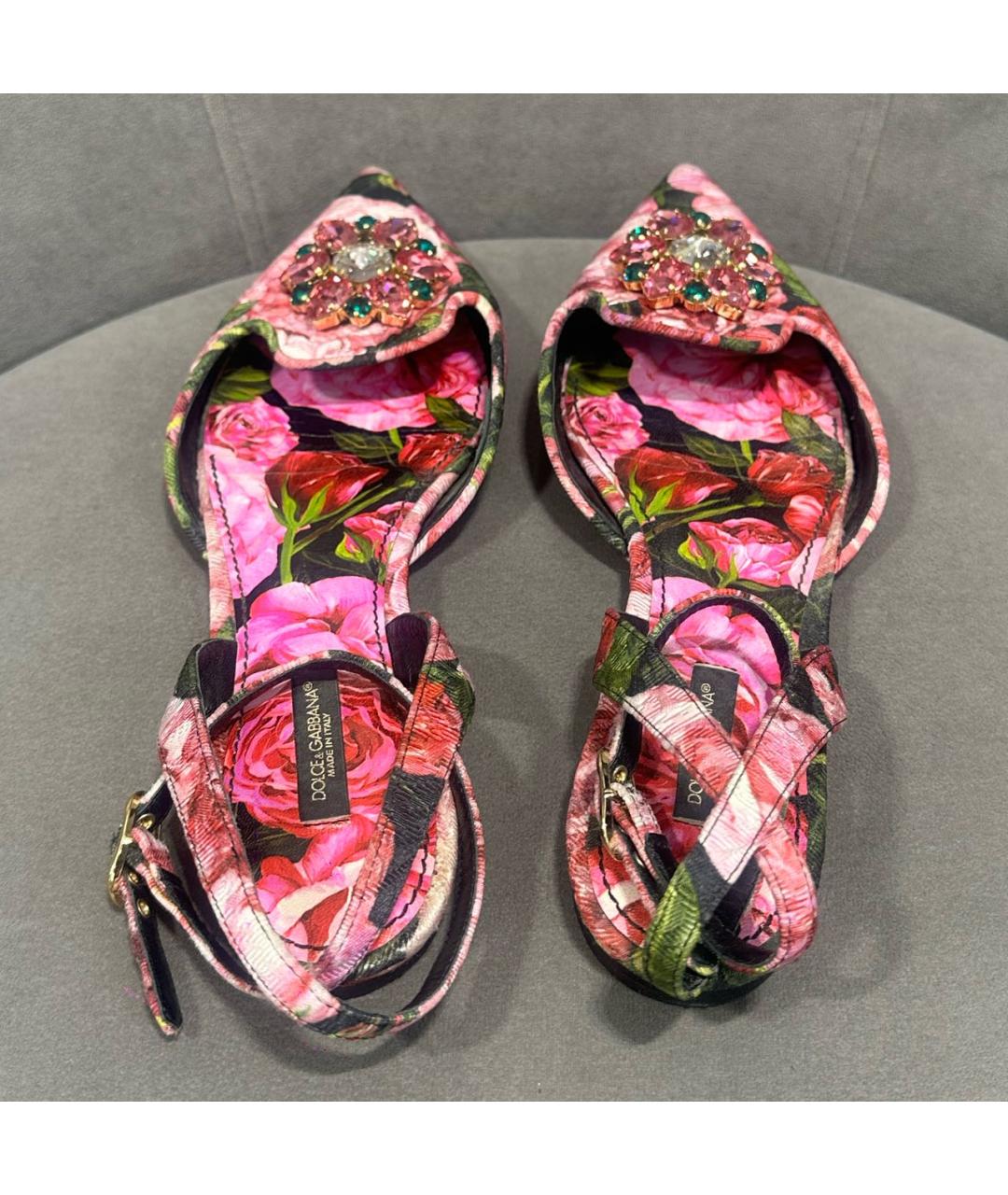 DOLCE&GABBANA Розовые текстильные мюли, фото 3