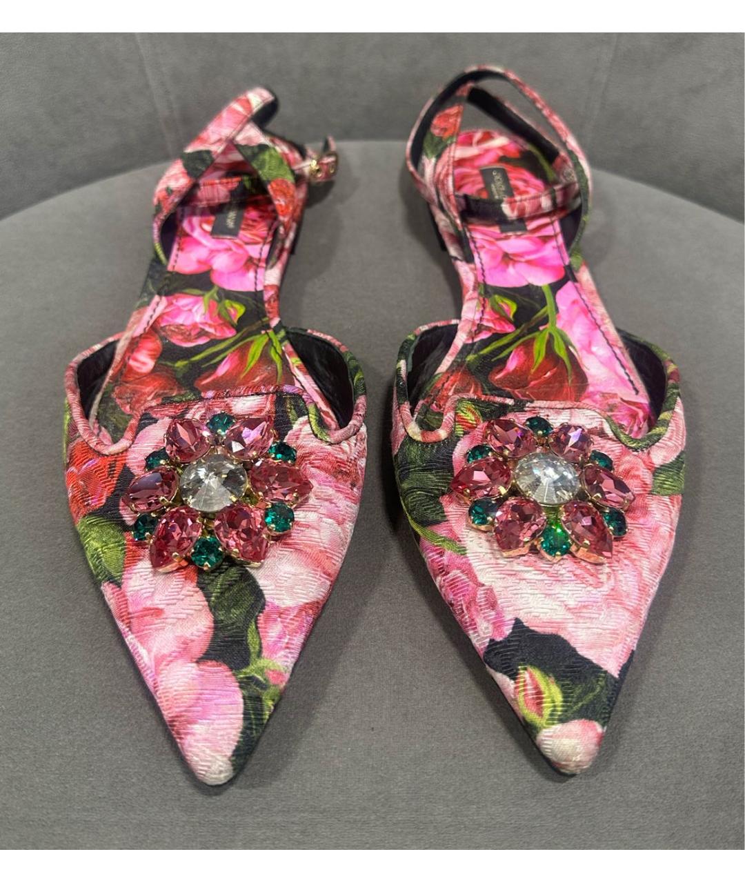 DOLCE&GABBANA Розовые текстильные мюли, фото 2