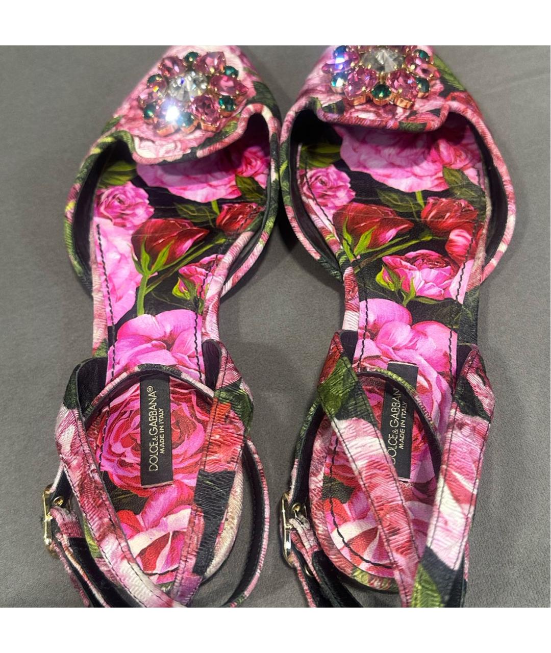 DOLCE&GABBANA Розовые текстильные мюли, фото 5