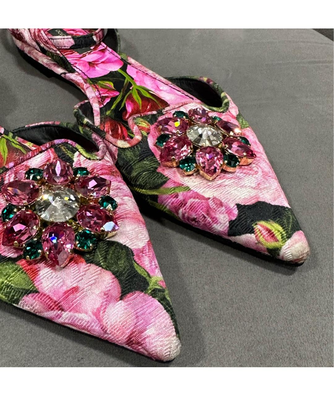 DOLCE&GABBANA Розовые текстильные мюли, фото 4