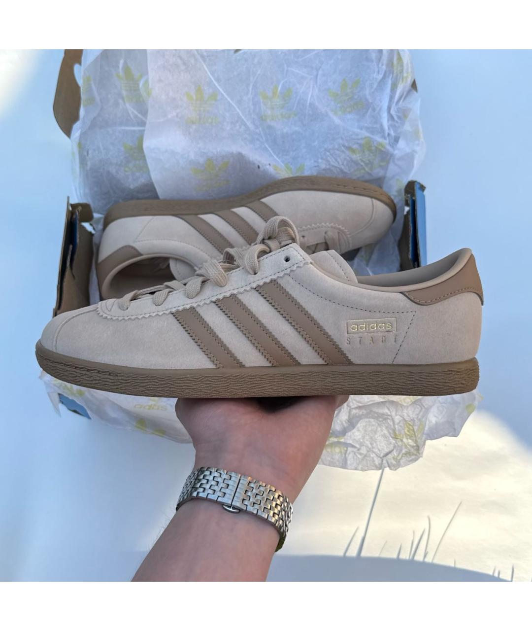 ADIDAS Бежевые замшевые низкие кроссовки / кеды, фото 2
