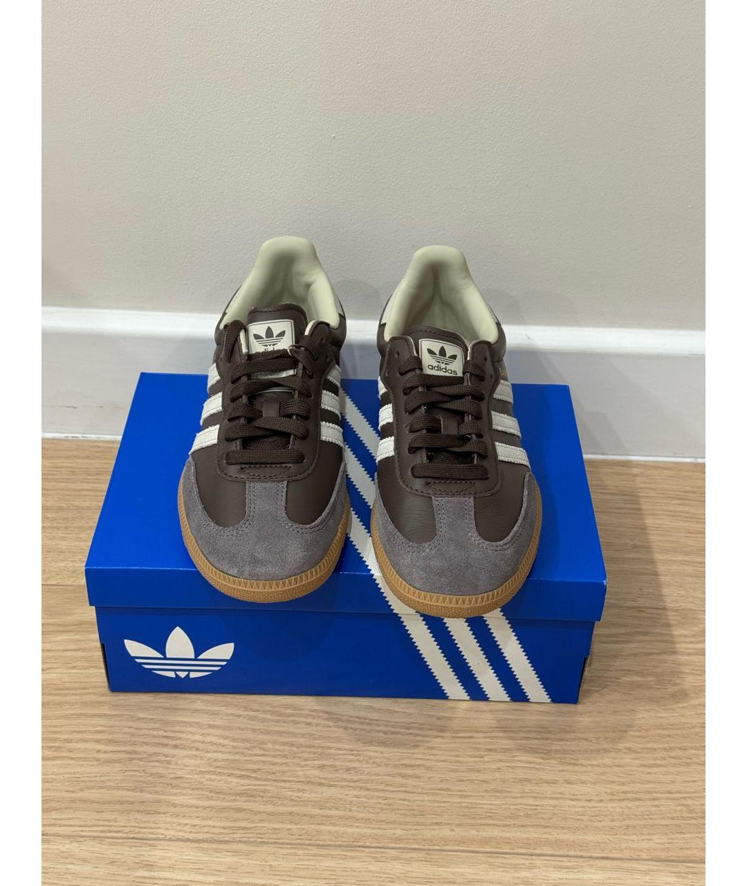 ADIDAS Коричневые кожаные кеды, фото 3