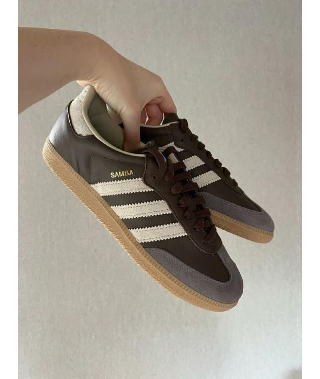 ADIDAS Коричневые кожаные кеды, фото 3
