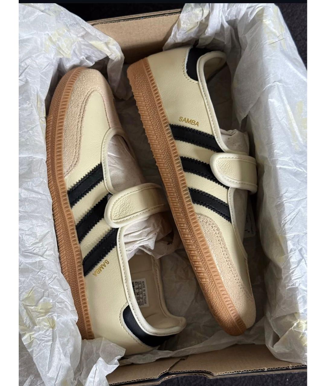 ADIDAS Бежевые кожаные балетки, фото 3