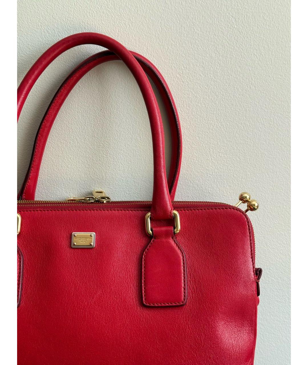 DOLCE&GABBANA Красная кожаная сумка с короткими ручками, фото 7