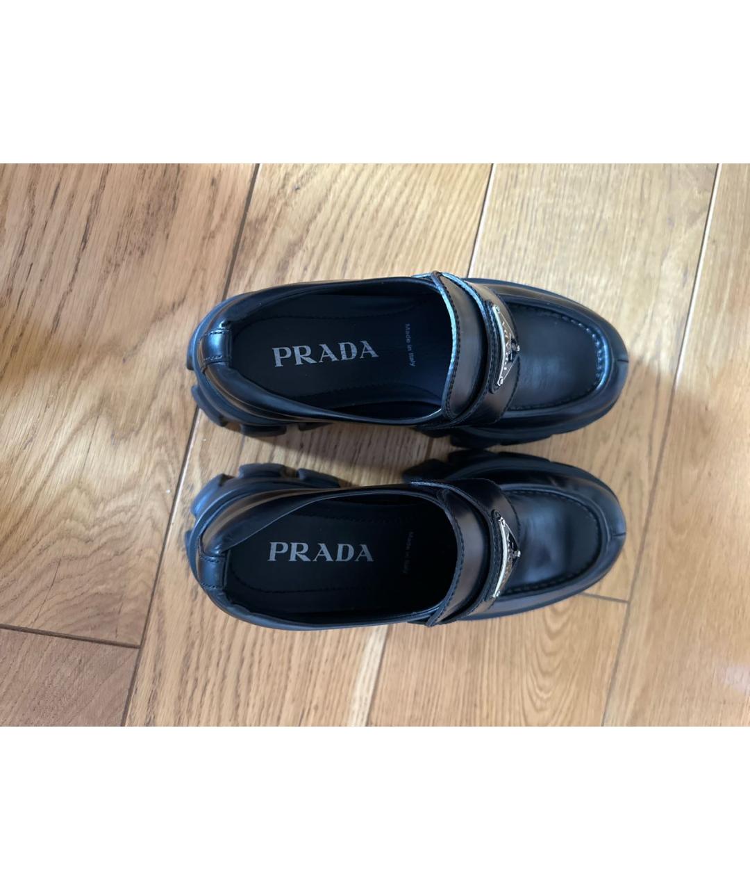 PRADA Черные кожаные брогги и оксфорды, фото 3