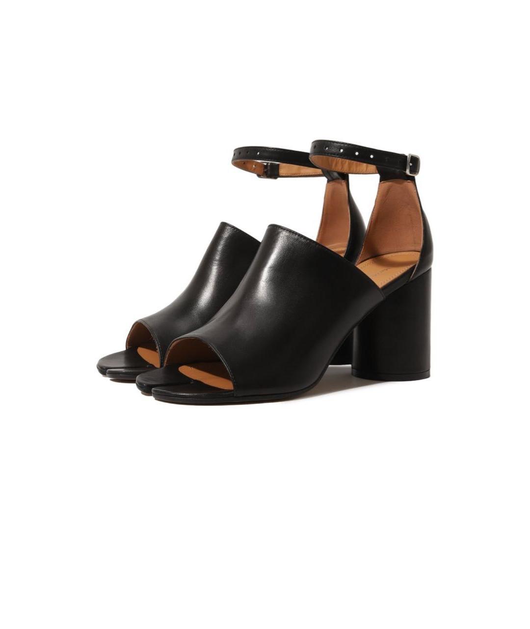 MAISON MARGIELA Черные кожаные босоножки, фото 4