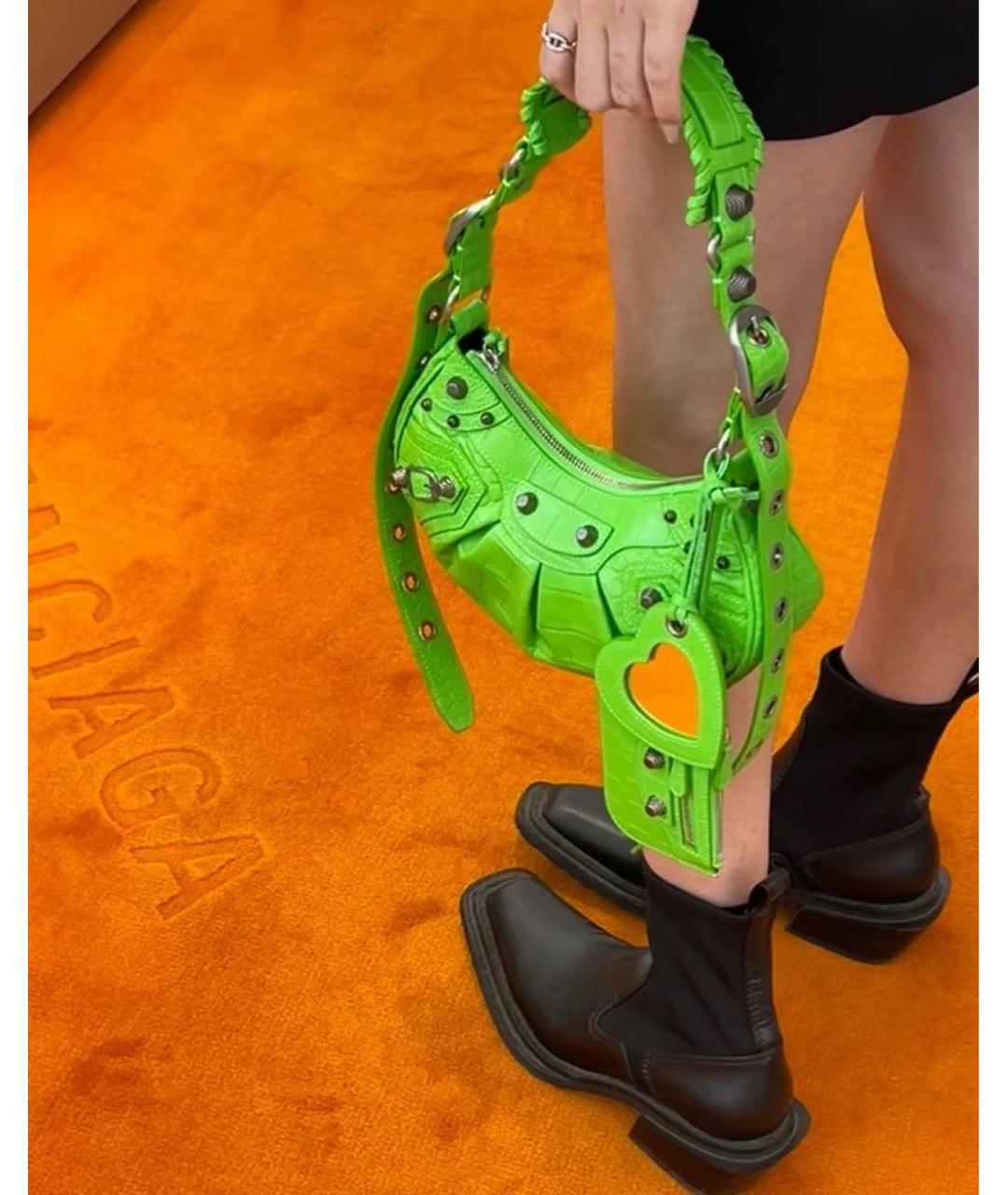 BALENCIAGA Зеленая кожаная сумка через плечо, фото 4