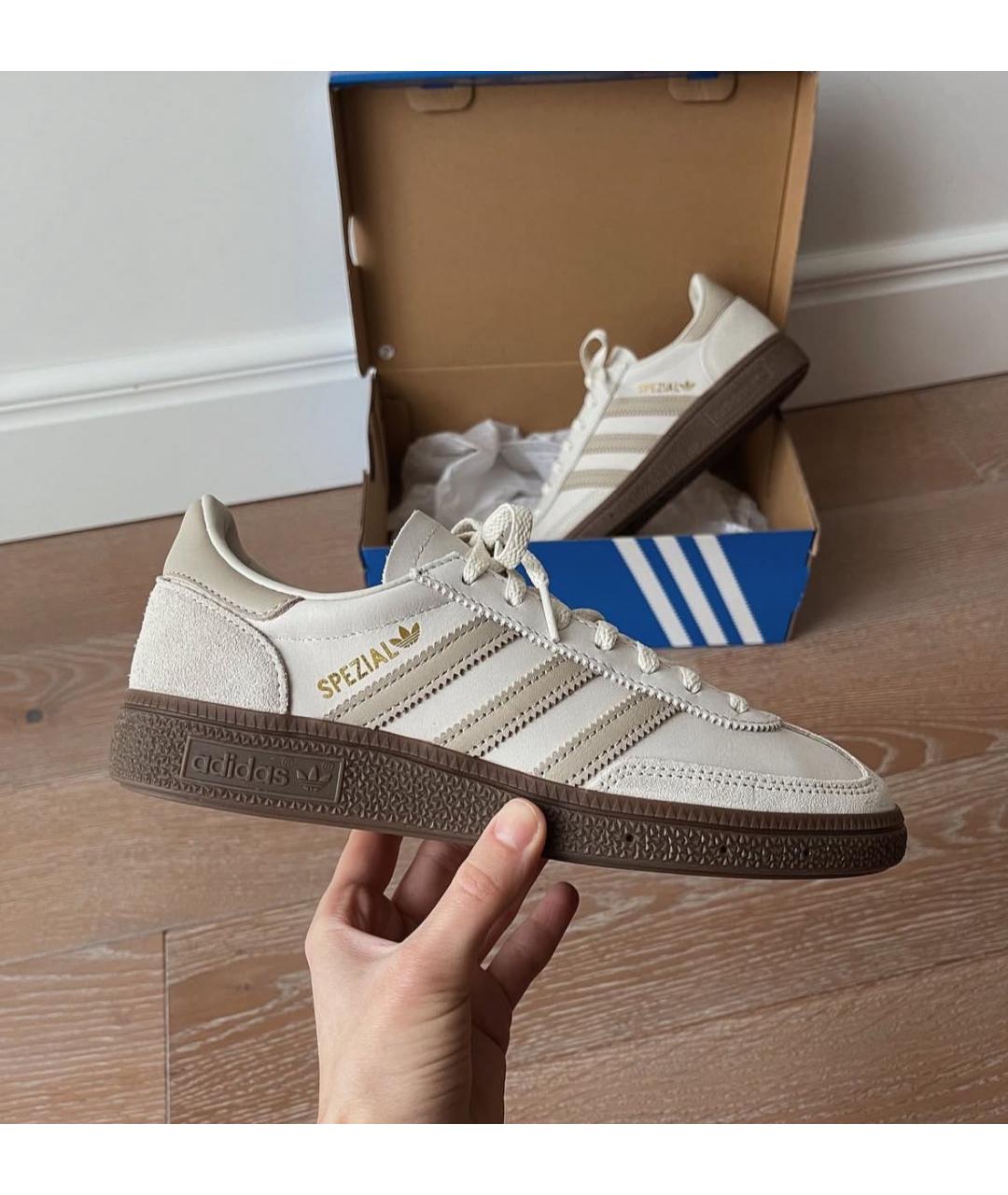 ADIDAS Бежевые кожаные кеды, фото 3