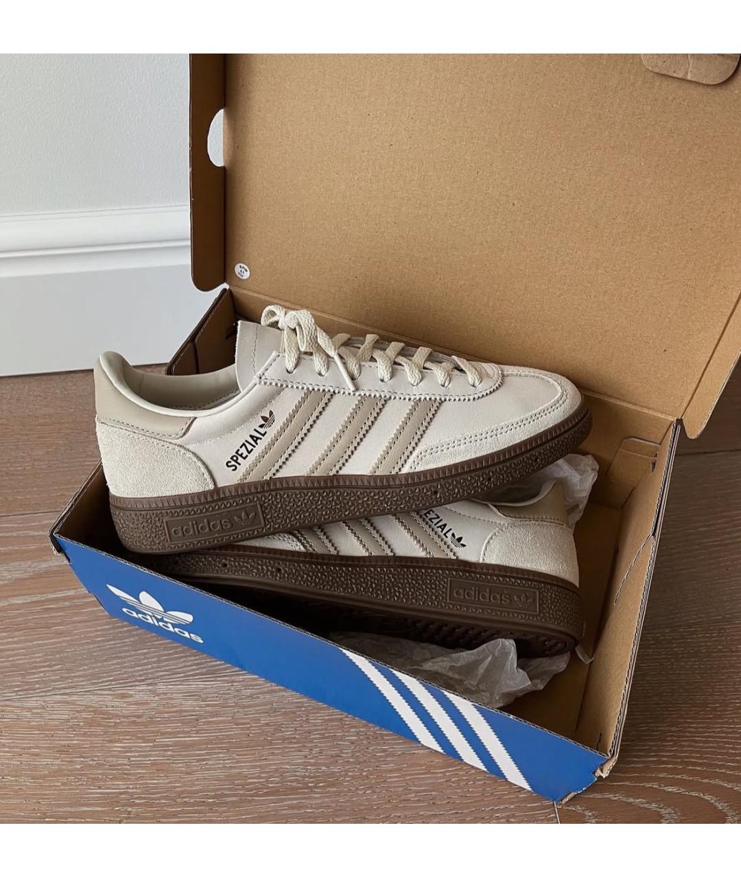ADIDAS Бежевые кожаные кеды, фото 2