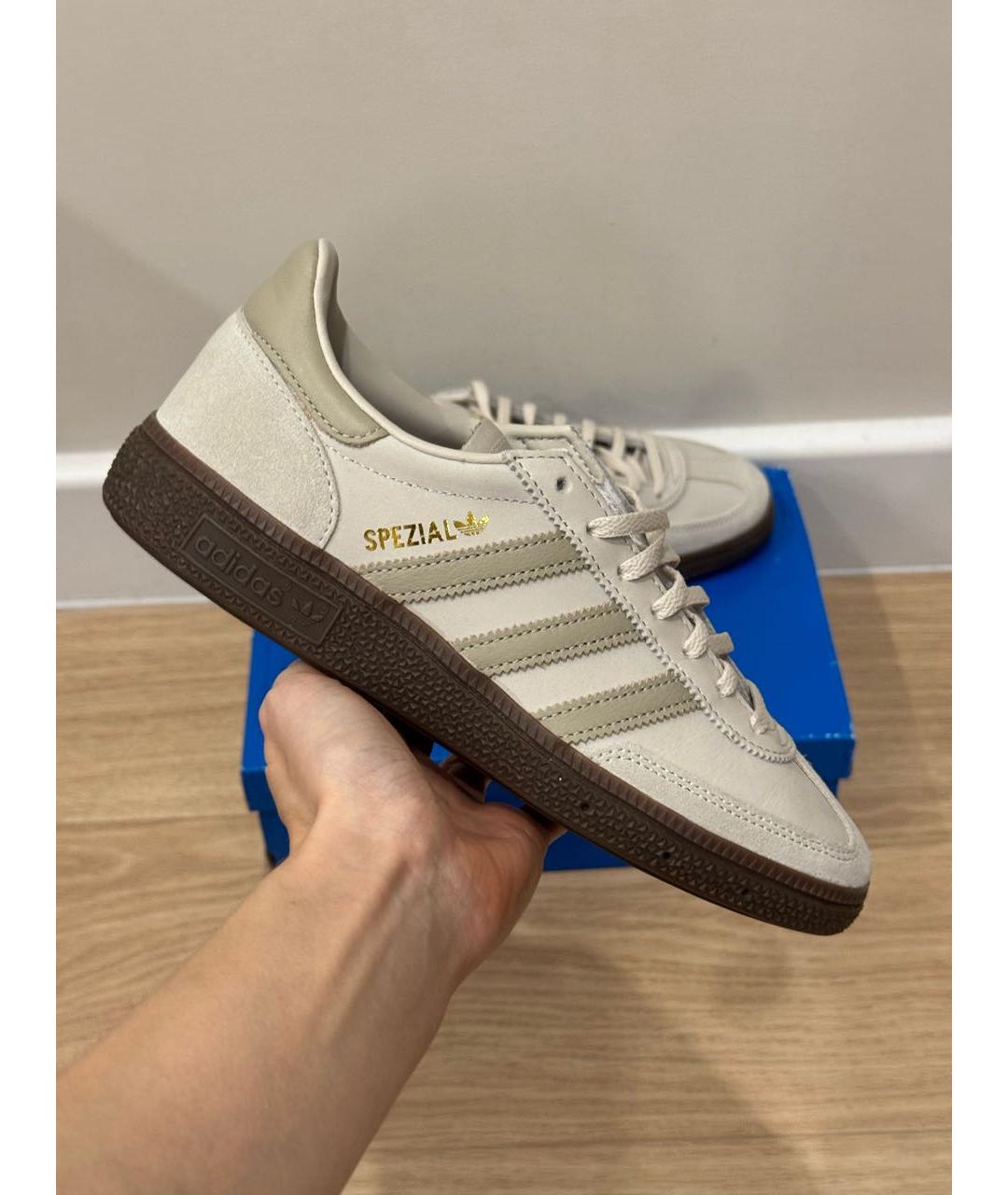 ADIDAS Бежевые кожаные кеды, фото 2