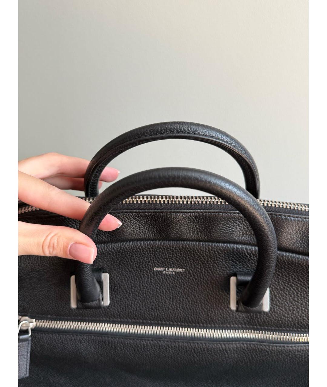 SAINT LAURENT Черный кожаный портфель, фото 6