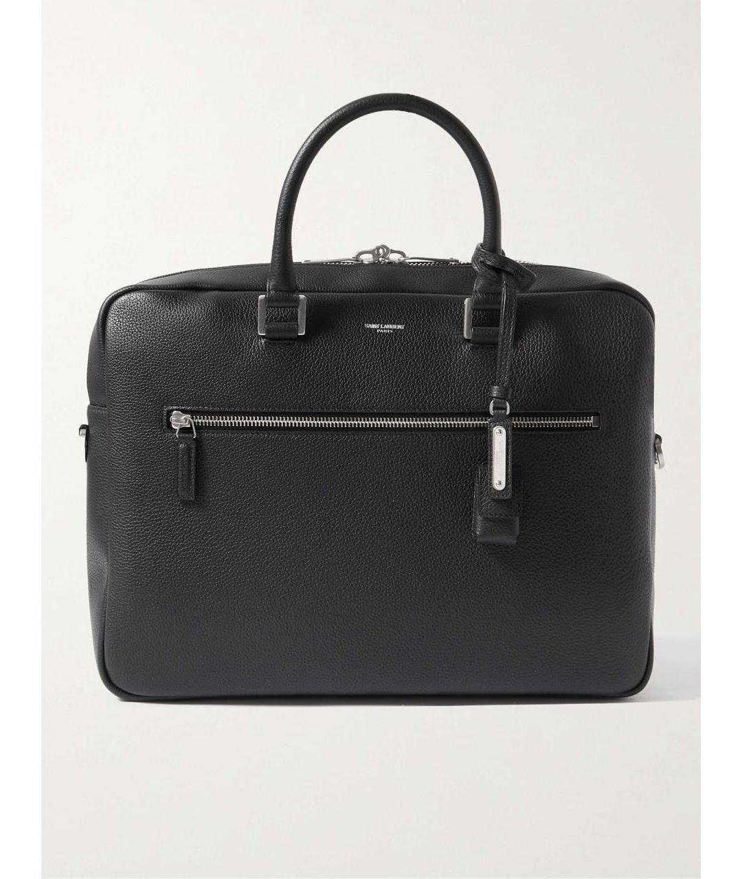 SAINT LAURENT Черный кожаный портфель, фото 9