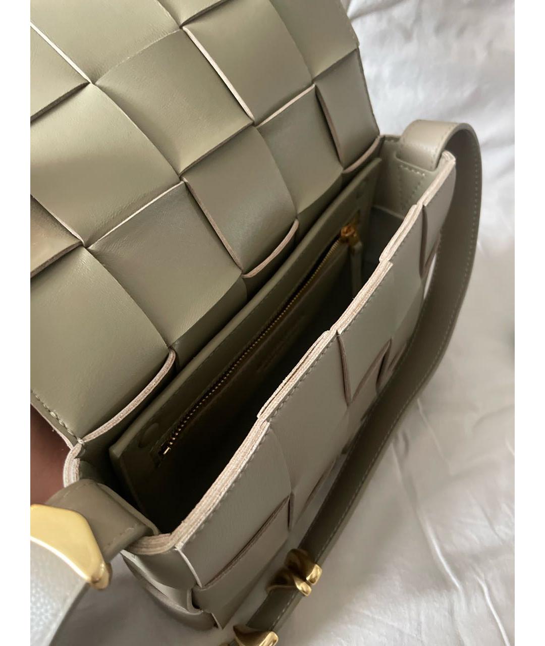 BOTTEGA VENETA Хаки кожаная сумка через плечо, фото 4
