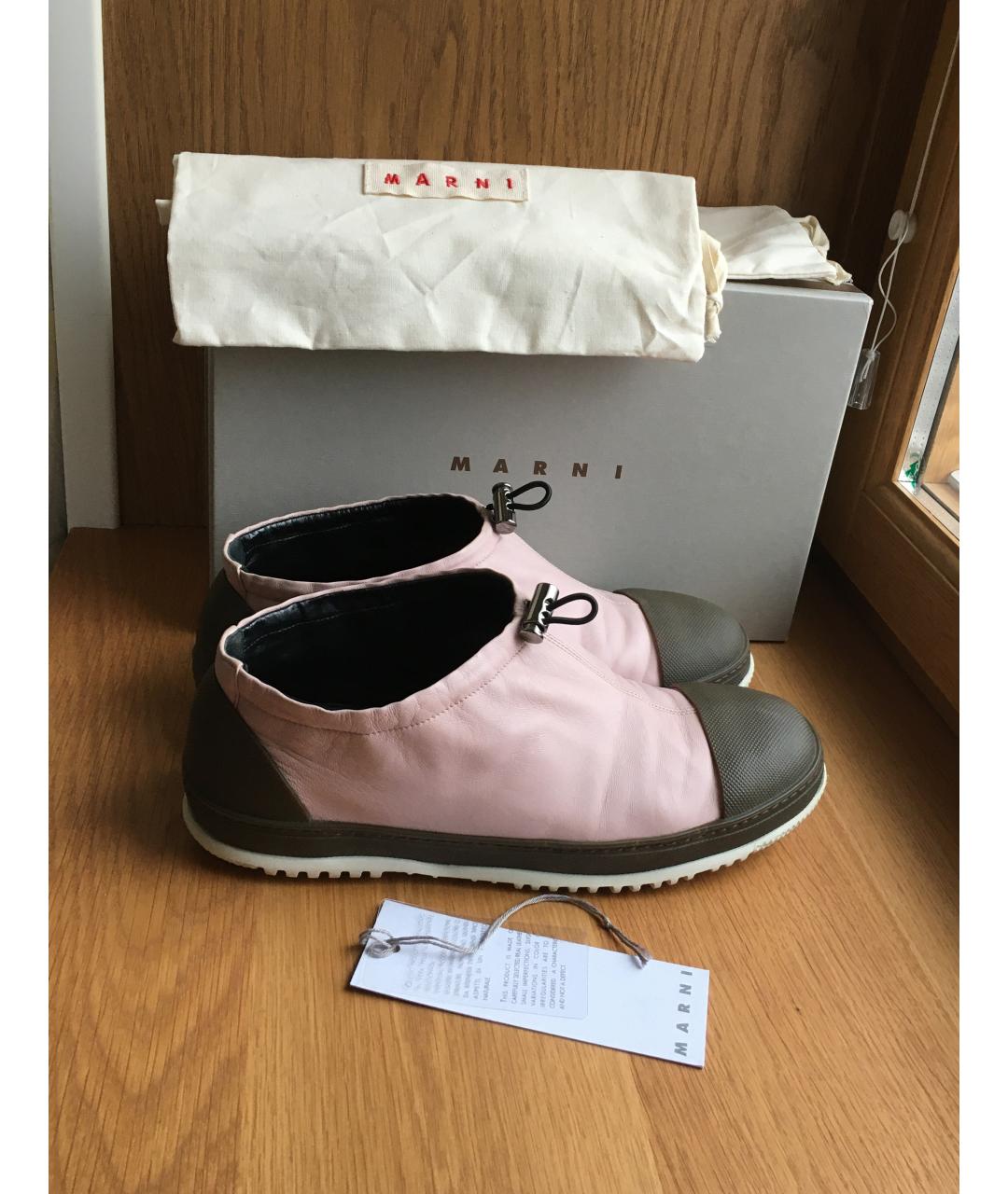 MARNI Розовые кожаные кеды, фото 8
