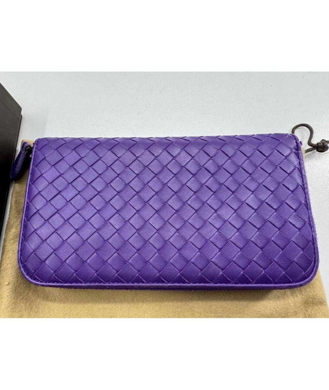 BOTTEGA VENETA Фиолетовый кожаный кошелек, фото 7