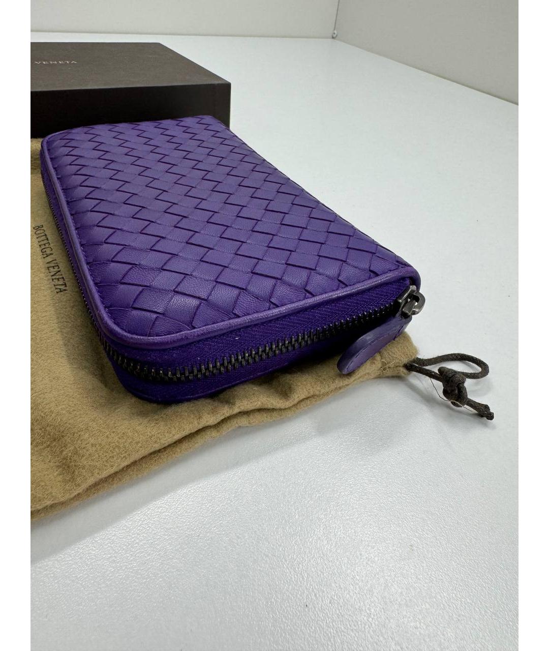 BOTTEGA VENETA Фиолетовый кожаный кошелек, фото 4