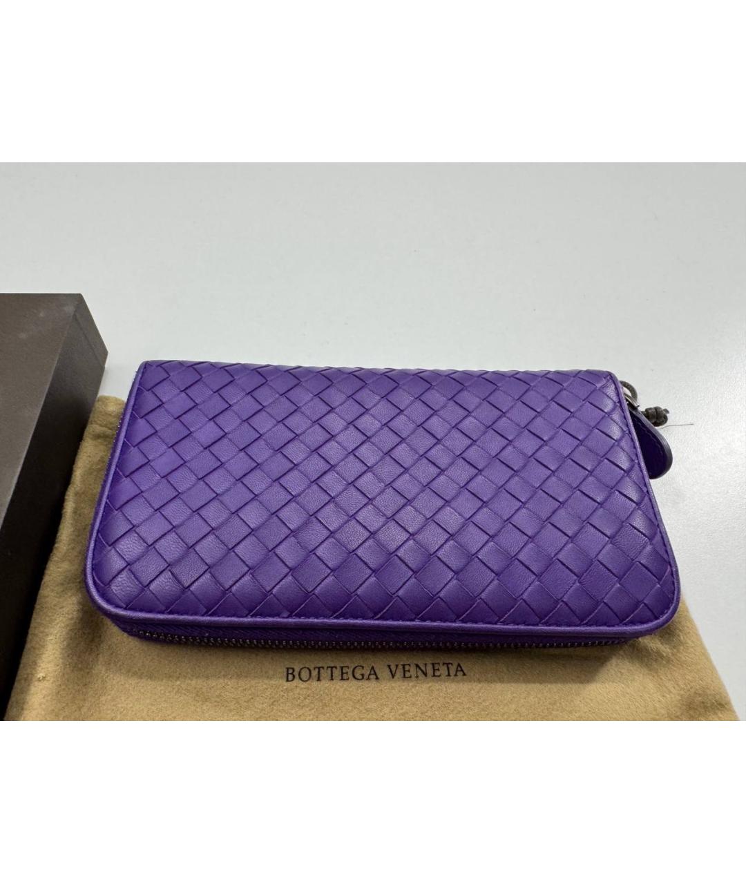 BOTTEGA VENETA Фиолетовый кожаный кошелек, фото 3