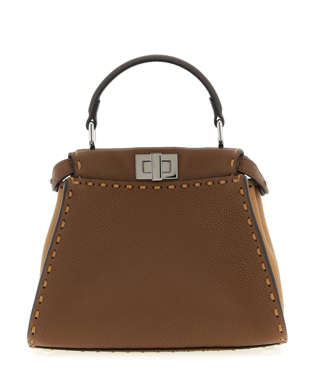 FENDI Коричневая кожаная сумка тоут, фото 1