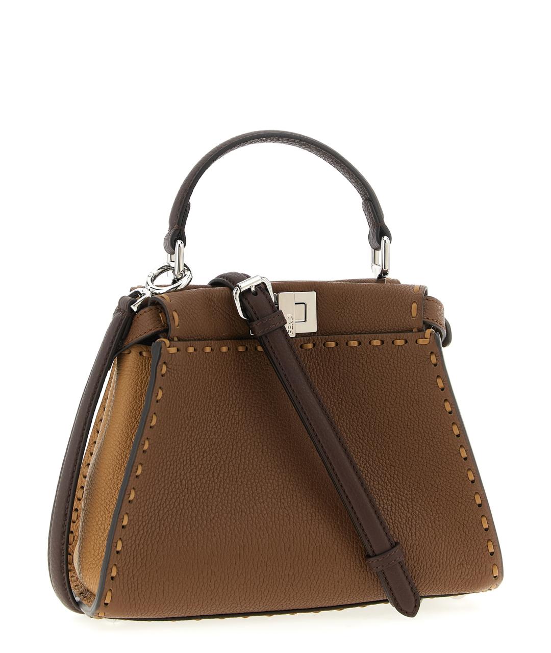 FENDI Коричневая кожаная сумка тоут, фото 2
