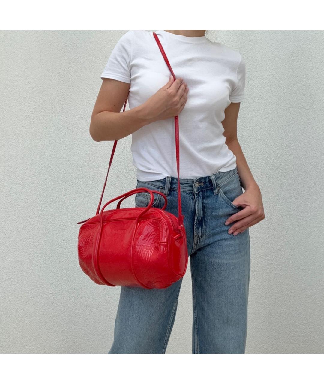 JIL SANDER Красная сумка с короткими ручками из лакированной кожи, фото 6