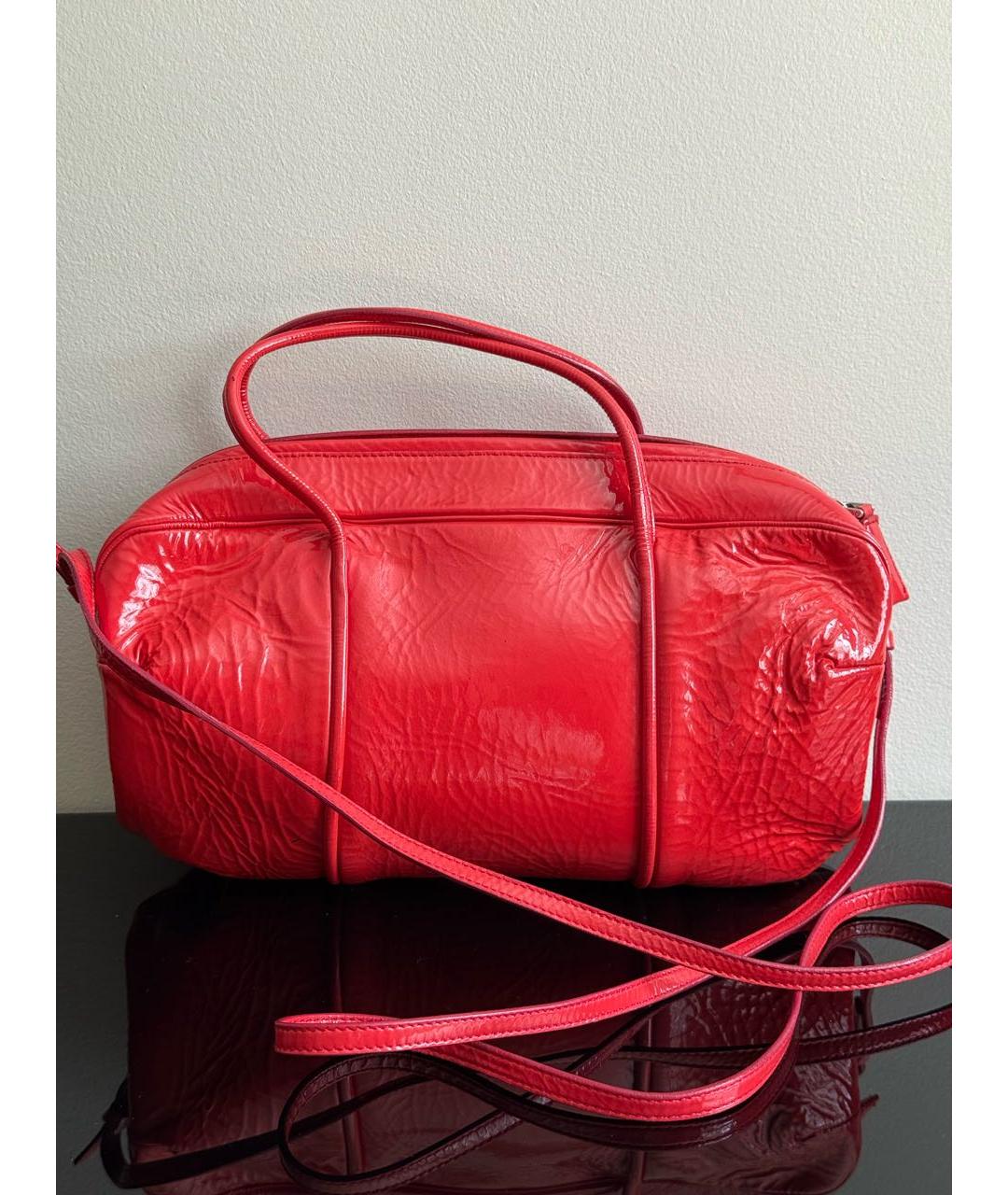 JIL SANDER Красная сумка с короткими ручками из лакированной кожи, фото 3