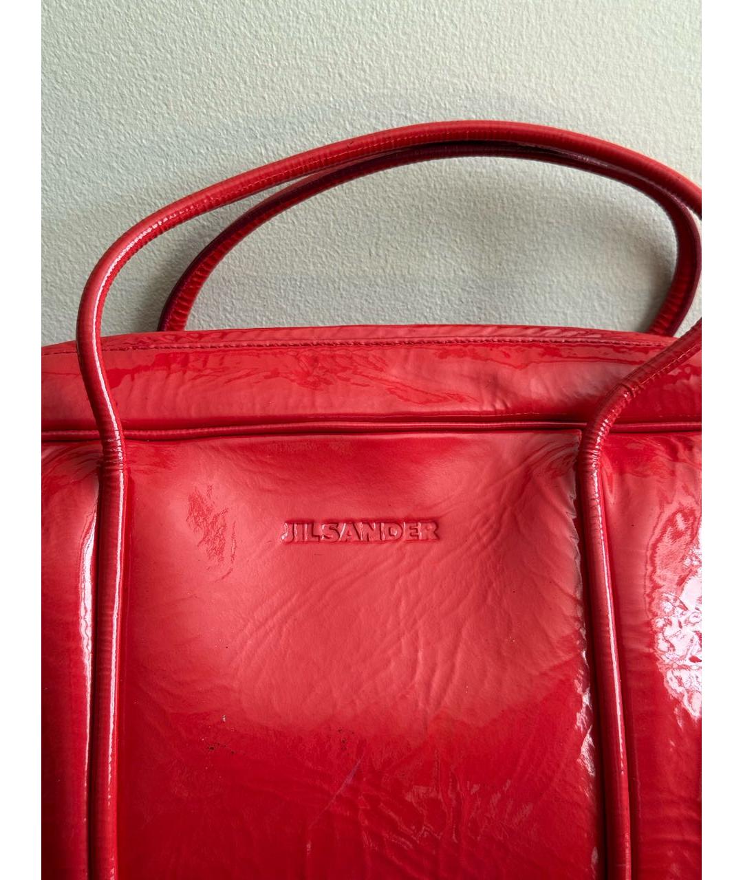 JIL SANDER Красная сумка с короткими ручками из лакированной кожи, фото 7