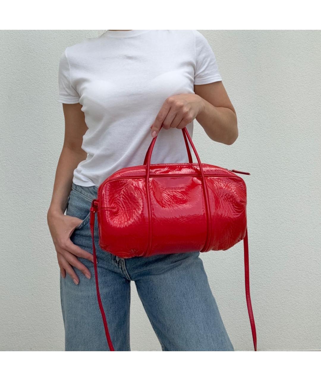 JIL SANDER Красная сумка с короткими ручками из лакированной кожи, фото 5