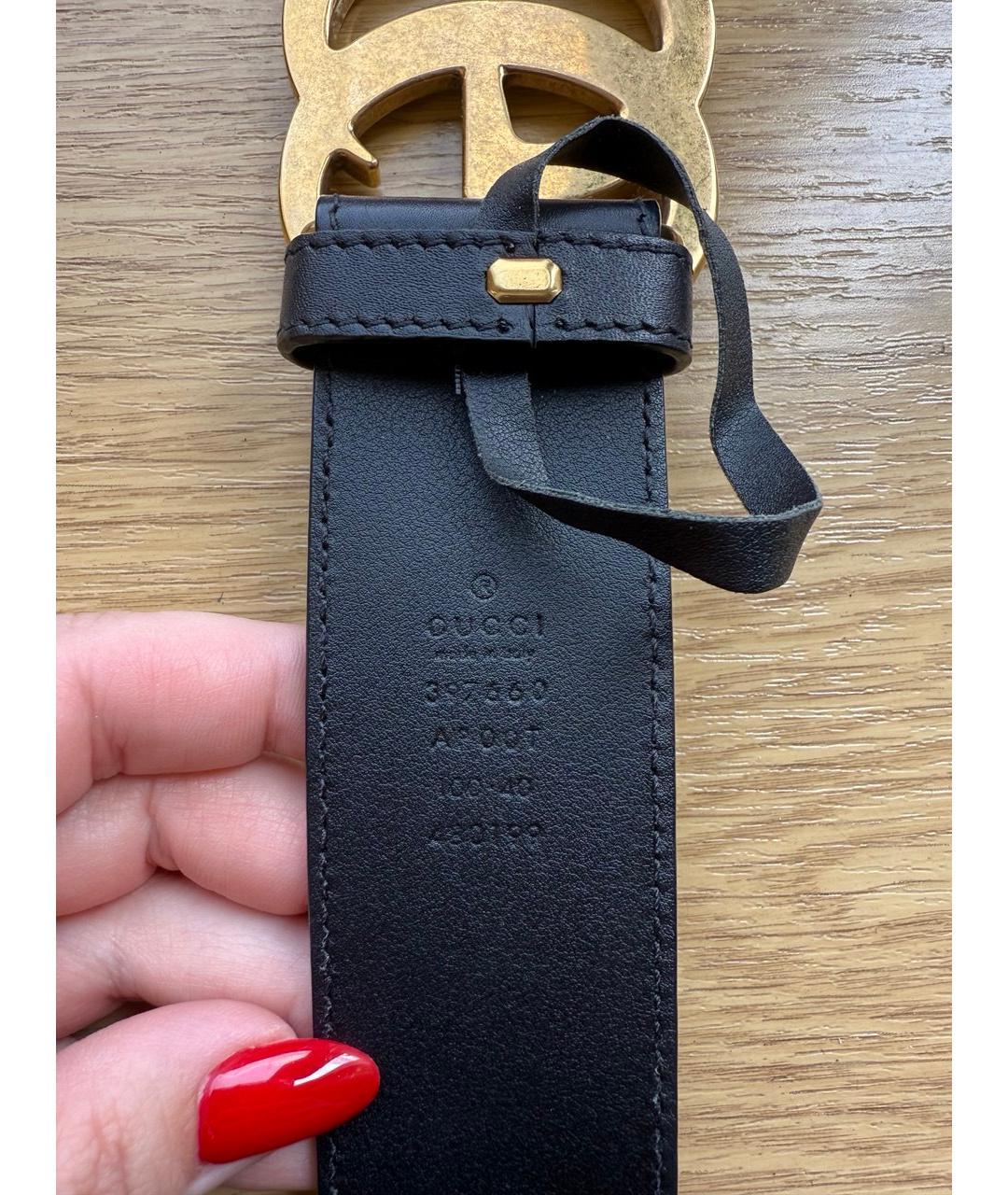 GUCCI Черный кожаный ремень, фото 3