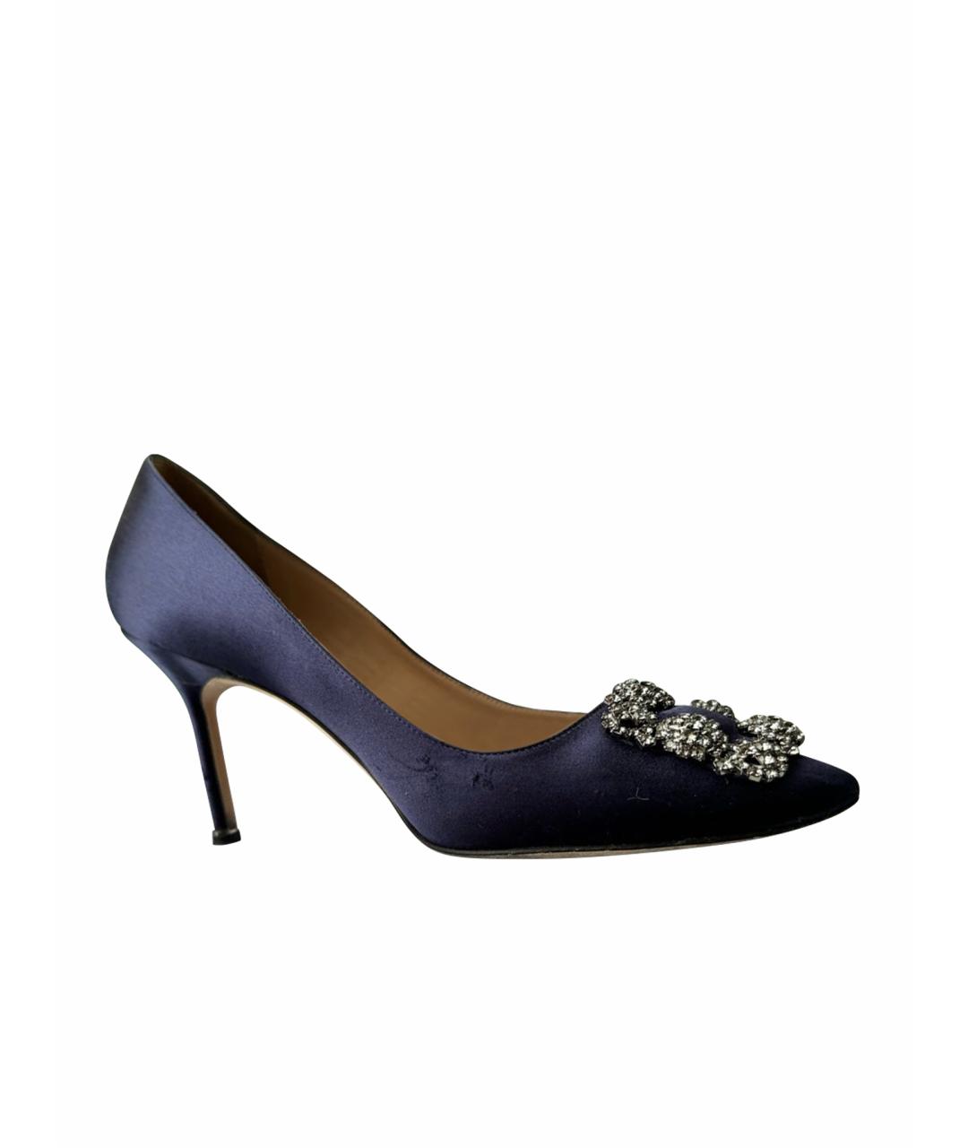MANOLO BLAHNIK Темно-синие текстильные туфли, фото 1