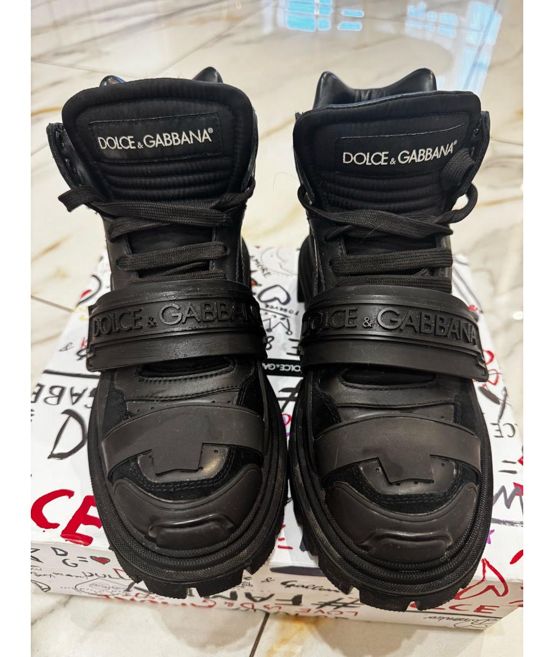 DOLCE&GABBANA Черные кожаные ботинки, фото 2