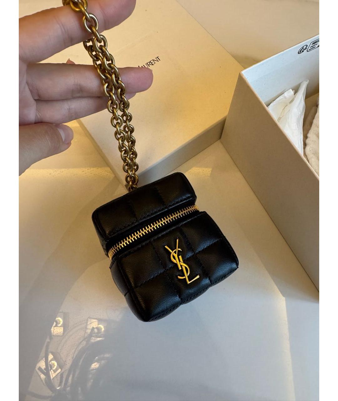 SAINT LAURENT Черная кожаная поясная сумка, фото 2