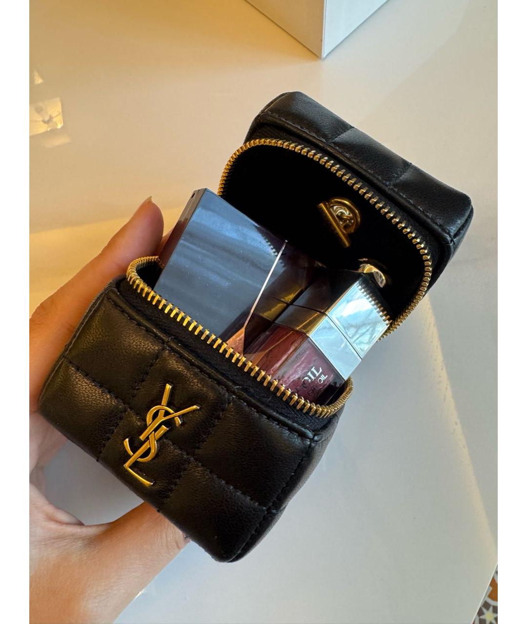 SAINT LAURENT Черная кожаная поясная сумка, фото 5