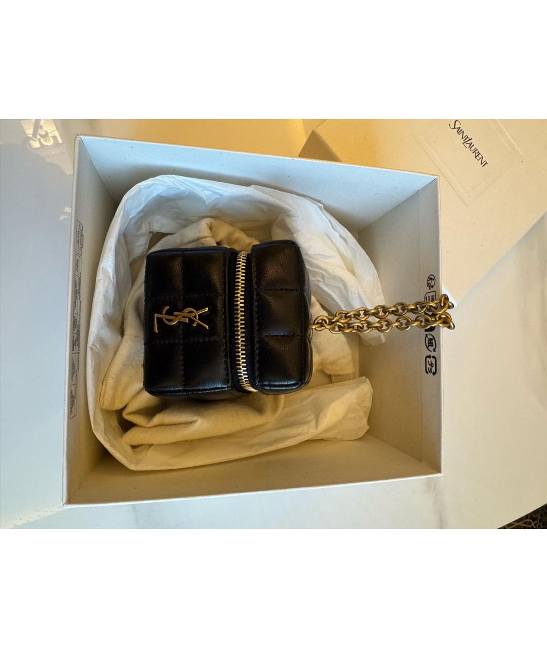 SAINT LAURENT Черная кожаная поясная сумка, фото 6
