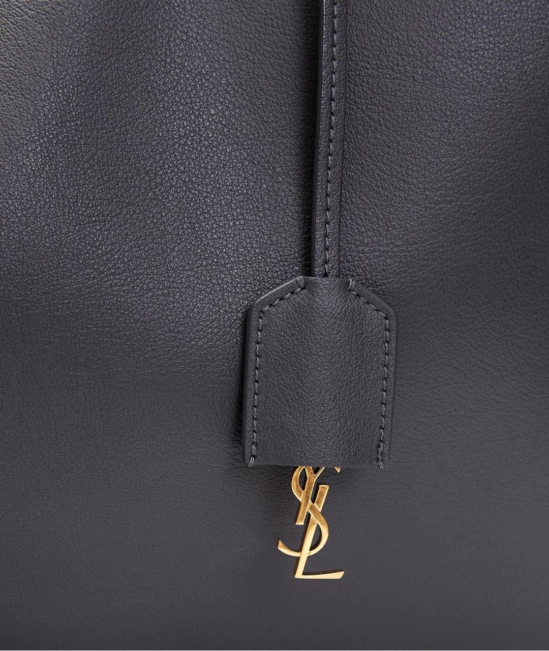 SAINT LAURENT Серая кожаная сумка тоут, фото 5