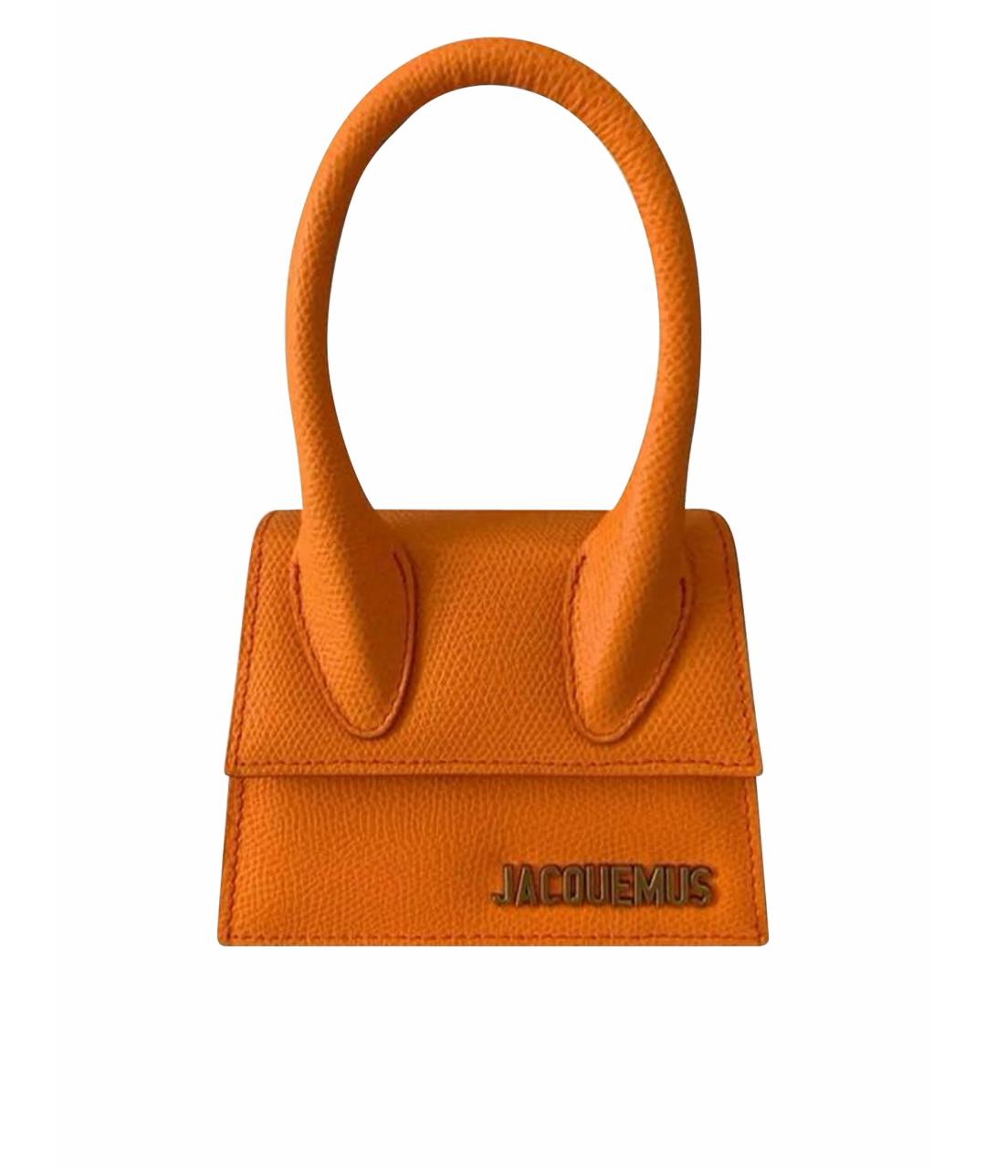 JACQUEMUS Оранжевая кожаная сумка с короткими ручками, фото 1
