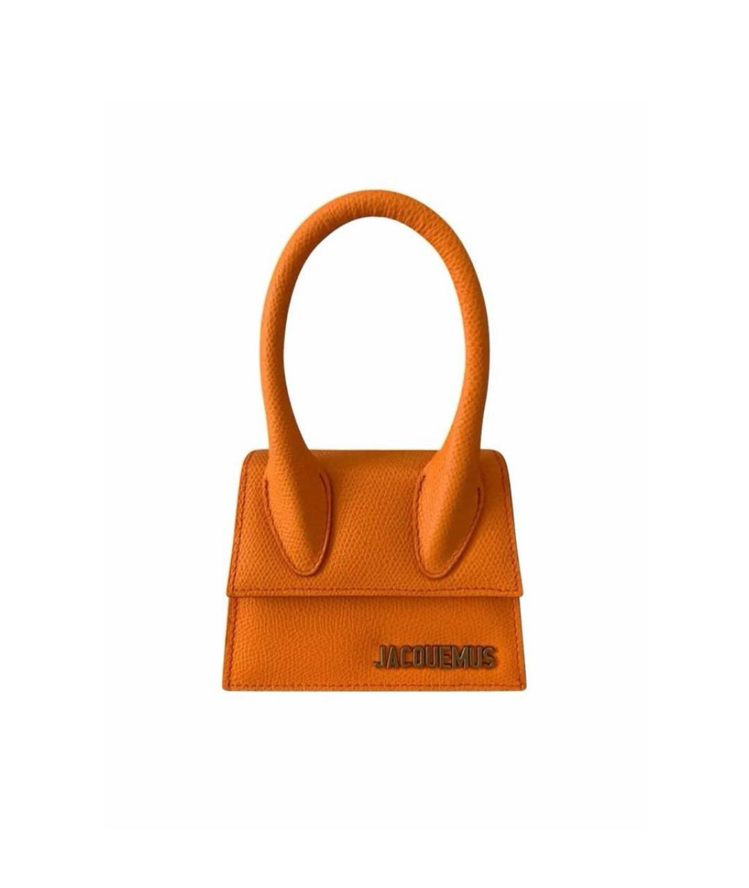 JACQUEMUS Оранжевая кожаная сумка с короткими ручками, фото 5