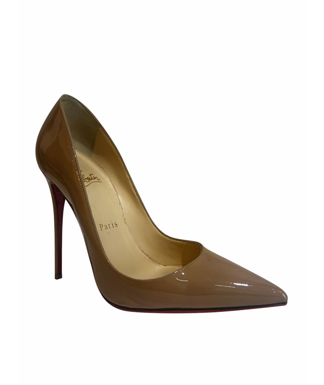 CHRISTIAN LOUBOUTIN Бежевые туфли из лакированной кожи, фото 1